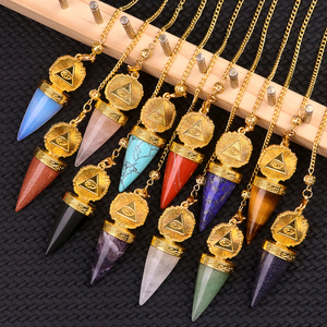 Vendita promozionale loto esagonale sfaccettato Reiki naturale pietra preziosa di cristallo divinazione pendolo pendolo pendolo Wiccan accessori - Product Image 5