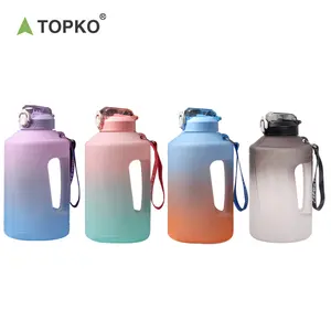 TOPKO卸売スポーツジムフィットネスボディービルウォーターボトル高品質PC、PP、シリコン素材トラベルプラスチックウォーターボトル