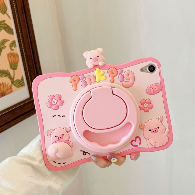 Protective iPad 10 Case/Pinched Pink Piglet Silicone Mini 1/2/3 Soft Pro 4/5 Air Replacement Case 9"