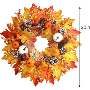 <b>Halloween</b> Autumn Color <b>Wreath</b> 50cm Berry Pumpkin <b>Wreath</b> Home Decoration <b>Door</b> Hanging Rattan Thanksgiving Decoration <b>Wreath</b> - Product Image 2