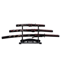 Ensemble de 3 katanas décoratives à motif dragon, épées jouets très demandées pour la vente en gros, collection ou cadeau, 98cm/77cm/42cm