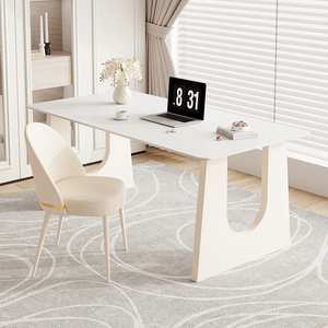 Escritorio de escritura para estudiantes de diseño moderno de estilo crema francés, mesa de tablero de roca para el dormitorio del hogar - Product Image 1