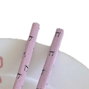 Palillos de bambú, 10 Uds., diseño de lazo rosa con patrón de dibujos animados para uso diario, utensilios de mesa para el hogar - Product Image 5