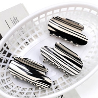 Pince à cheveux en acétate pour femmes Kinling Korean Advanced Sense Elegant Black White Stripe Zebra Pattern Half-Tie