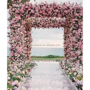 Wedding Backdrop Pink Rose Square Flower Arch for Events Decoration