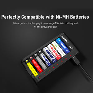 XTAR Vente en gros OEM L8 USB Type-C Portable 8 emplacements 5 # <span class=keywords><strong>AA</strong></span> 7 # Chargeur adaptateur pour <span class=keywords><strong>piles</strong></span> <span class=keywords><strong>rechargeables</strong></span> AAA NI-CD NI-MH - Product Image 2