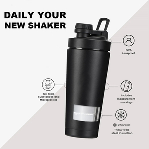 20oz/24oz Stainless Steel Double Wall Vacuum Insulated Protein <strong>Shaker</strong> Bottle Leakproof Lid BPA Free Eco-Friendly for Gym Outdoor - Product Image 2