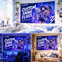 Drapeau personnalisé de 3x5 pieds avec personnage d'anime, bannière publicitaire rectangulaire en polyester non tissé, impression numérique pour affichage extérieur