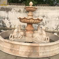 D & Z Grande fontaine de piscine en pierre de marbre blanc naturel pour jardin extérieur avec statue de cheval