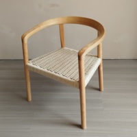 Chaise présidentielle Kennedy en bois massif, chaise de salle à manger avec siège tissé, chaise à accoudoirs en bois, chaise en corde tressée