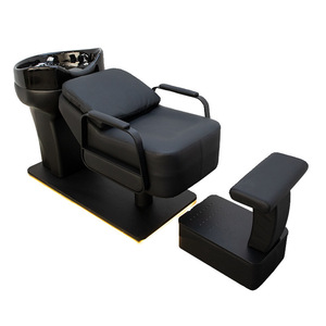 Sillón de Peluquería con Lavabo de Cerámica, Diseño Moderno en Cuero PU, Estructura de Acero Inoxidable, Muebles Comerciales para Salón de Belleza - Product Image 3
