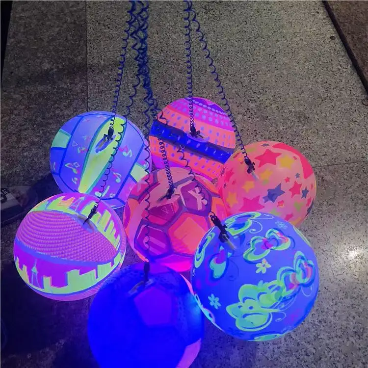 New Product Luminous Chain Racket Ball Flash Football Rope Fitness Ball Inflatable Elastic Toy Led Light Ball