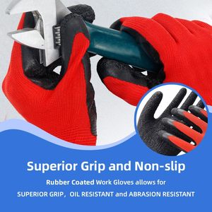 Gran Oferta: Guantes de Trabajo de Seguridad Rojos con Recubrimiento de Látex Arrugado, Mezclados, Anticorte, Antideslizantes, Transpirables, Multiuso, Cuidado Personal, con Logotipo Personalizado - Product Image 3