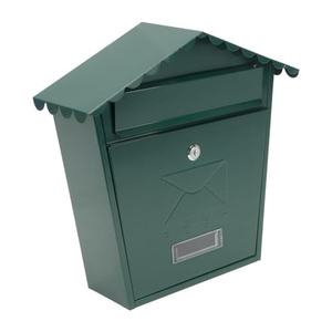 Cassetta postale in acciaio zincato verde, dimensioni 37x36x13,5 cm, con tetto antipioggia e serratura cilindrica, ideale per - Product Image 1