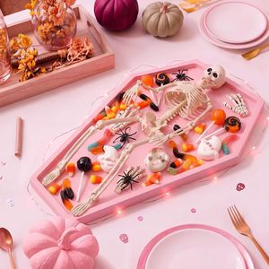 Plateau rose gothique en forme de cercueil pour Halloween, décoration, rangement de collations et bonbons, accessoire de bureau - Product Image 1
