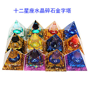 Pyramide en résine Kogiya 12 Constellations, artisanat en cristal gravé au laser, décoration pour la maison, le bureau, la voiture, collection, cadeau - Product Image 5