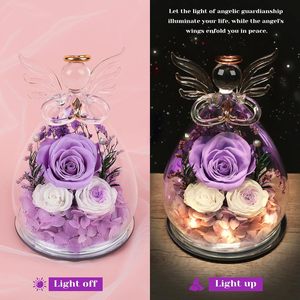 Wholesale Preserved Rose Forever Flower in Glass Angel Figurines Fresh Flowers for Delivery Prime Valentine's Day Birthday Gifts - Product Image 3