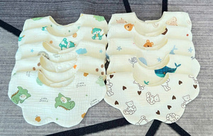 <b>Baby</b> Bibs Flower-shaped Design <b>Muslin</b> Cotton Double Layer Ultra Soft Absorbent Snap Button Customized Size For Newborns - Product Image 2