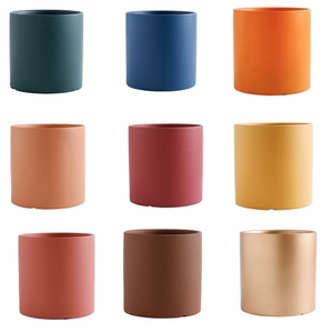 Macetas de Cerámica Cilíndricas para Plantas y Flores, <span class=keywords><strong>Color</strong></span> Rojo, Rosa, <span class=keywords><strong>Blanco</strong></span>, Amarillo, Verde, Marrón, Gris, de 3, 4, 5, 6 y 8 Pulgadas, para Hogar y Jardín - Product Image 2