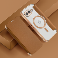 Étui portefeuille en cuir avec clip à cartes et aimant, coque transparente pour Google Pixel 10A 9 Pro XL 8A 7A, placage, compatible charge sans fil, étui à rabat