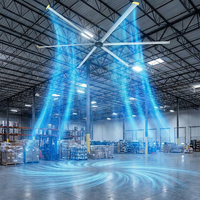 Ventilateur de plafond industriel WEIYU 6,12 m/20 pi HVLS, moteur PMSM, roulement, pales en alliage d'aluminium et de magnésium aviation, 6 pales, 40 dB, commande tactile