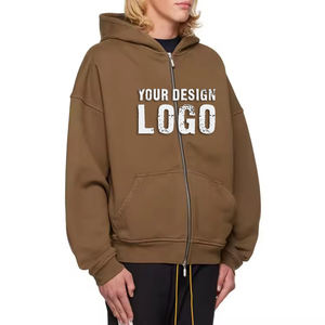 Low MOQ Custom Casual Full <b>Zip</b> Drop Shoulder Men's Hoodie Wholesale OEM Heavyweight Cotton Zipped <b>Hoodies</b> for Men - Product Image 3