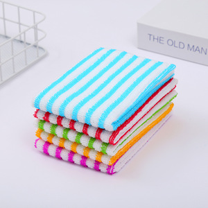 Essuie-vaisselle rayé absorbant épaissi en microfibre, serviette de cuisine bicolore à bord étroit pour casseroles et poêles - Product Image 2