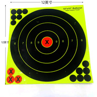 Objetivos de tiro reactivos Splatter de 12x12 pulgadas, paquete de 10 unidades, objetivos fluorescentes autoadhesivos de alta visibilidad tipo ojo de buey