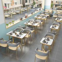 HUALIN Ensemble table à manger moderne style hôtel café musique restaurant bar sur le thème restaurant ensemble chaise table à manger table à manger en pierre frittée