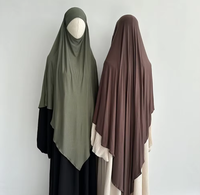Nouveau Style 2024 Hijab en Jersey de Bambou Modal Foulards Ethniques Châles pour Femmes Long Khimar Musulman avec Liens et Voiles