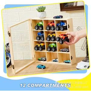 Estante de exhibición de madera para camiones, gabinete de 12 ranuras, estantería de pared de 4 niveles para almacenamiento de Monster Trucks - Product Image 4