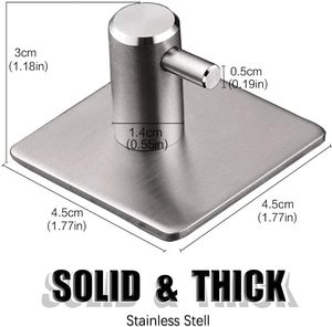 Adhesive Heavy Duty Waterproof 304 Stainless Steel Wall Hooks for Hanging <b>Coat</b> Hat Towel <b>Robe</b>-Bathroom Use Box Packed - Product Image 2