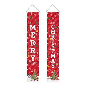 Banderas Decorativas Navideñas con Temática Roja, Cuádruples de PVC para Colgar, Rectangulares Largos de 30*180cm, Tela de Poliéster Personalizable, 2 Piezas - Product Image 2