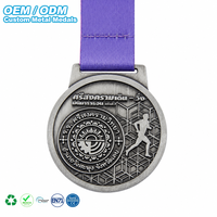 Médaille 3D personnalisée en alliage de zinc, or, argent, cuivre, style vintage, avec figurine de coureur en relief, pour événements locaux en Asie du Sud-Est, souvenirs et cadeaux
