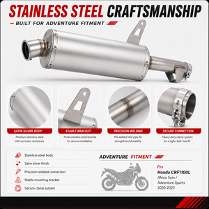 Pot d'échappement de course pour moto, silencieux à enfiler pour <span class=keywords><strong>Honda</strong></span> CRF1100L Africa Twin <span class=keywords><strong>ADV</strong></span> 2020-2023, en acier inoxydable et fibre de carbone véritable - Product Image 3