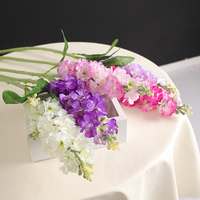Bunga Sutra Delphinium Ungu Imitasi Langsung dari Pabrik, Tangkai Bunga Buatan untuk Perlengkapan Bunga Pernikahan DIY
