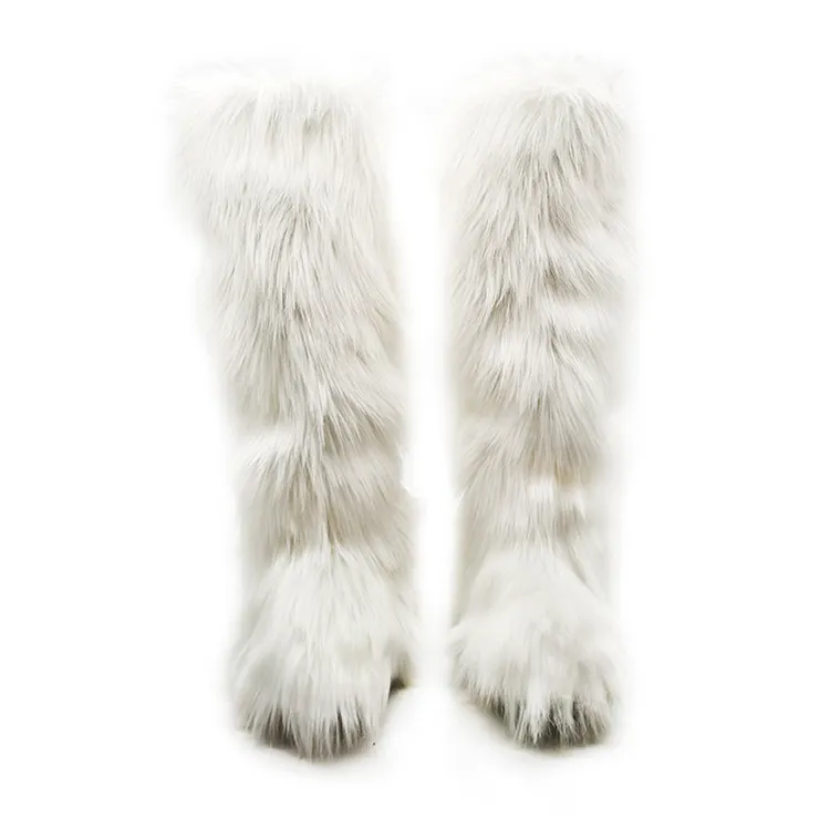 Ladies Good Gift Winter Outdoor Warm Shoes Women Knee High Snow Fluffy Furry Fur Boots