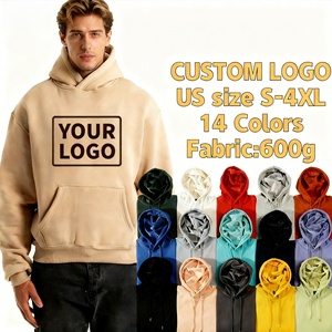 Streetwear en gros, sweats à capuche pour hommes imprimés sur mesure, 100% coton, unisexe, pull-over, surdimensionné, écologique, hiver, 600g - Product Image 2