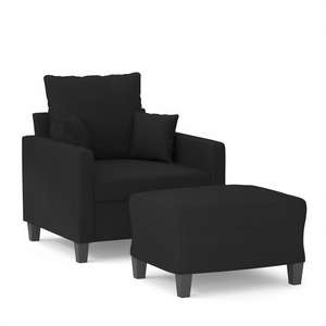 Canapé noir avec repose-pieds, meubles de salon, style contemporain, revêtement en tissu, design moderne - Product Image 1