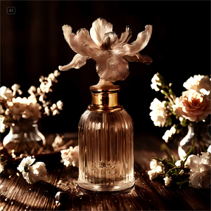 Handmade Flower Glass <b>Perfume</b> <b>Bottle</b> Custom <b>Empty</b> Fragrance Container Ribbed Clear <b>Bottle</b> for Cosmetic Packaging - Product Image 3