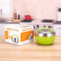 Boîte à lunch en acier inoxydable double couche Cute Eco-Friendly Freshness Conservation 2 compartiments Dual Tier Bento Food