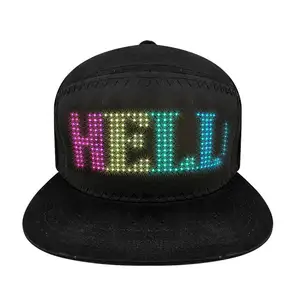 Hot Selling Multi Language Weergave Led Intern Type Led Baseballpet Programmeerbare Led Hoeden Draadloze Led Caps