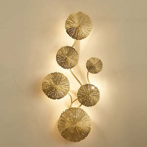 Nouveau Style Décoratif veilleuses lumières de Chevet Cuivre Or Feuille De Lotus applique intérieure pour la décoration de la maison - Product Image 2