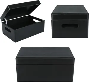 Creative Luxury Wood Black Box Storage With Hinged Lid Best Selling Wood Box And Wood Screws Boxes