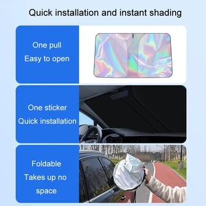 Phổ 145x90cm xe phía trước kính chắn gió dù để che nắng đầy màu sắc laser cách nhiệt Kem chống nắng làm mát ô - Product Image 4
