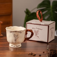 Mug en céramique résistant aux hautes températures, style européen vintage, avec poignée torsadée à motif floral, modèle 3627, pour le bureau et la maison