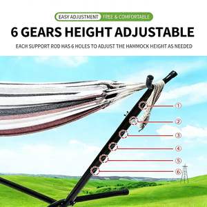 Nouvelle <span class=keywords><strong>hamac</strong></span> tissé coloré d'extérieur, capacité 200 kg, avec support réglable, 6 niveaux de hauteur, pliable, pour camping et <span class=keywords><strong>balcon</strong></span> - Product Image 3