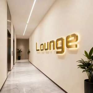 Enseigne murale lumineuse LED du fabricant, enseigne de logo d'entreprise, panneau d'enseigne, lettre rétroéclairée 3D dorée, enseigne personnalisée pour entreprise en extérieur - Product Image 3