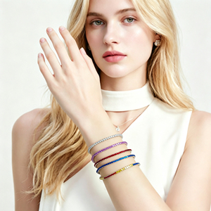 Pulsera de Plata de Ley 925 con Circonitas Cúbicas Arcoíris, Diseño de Una Sola Hilera, Baño de Rodio, Estilo Moderno para Fiesta, Directo de Fábrica - Product Image 6