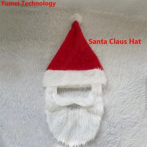Papá Noel con barba blanca y gorro navideño, gorro de Navidad para adultos con canas, ideal para fiestas rojas de Navidad. - Product Image 2
